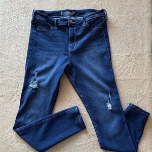 Hollister Dark Blue Distressed Jeggings